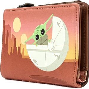 Loungefly Star Wars The Mandalorian Baby Yoda Wait For Me Faux Leather Wallet
